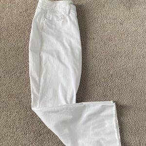 JJILL  KICK FLARE DENIM white denim ankle jeans with frayed hem,  size 12